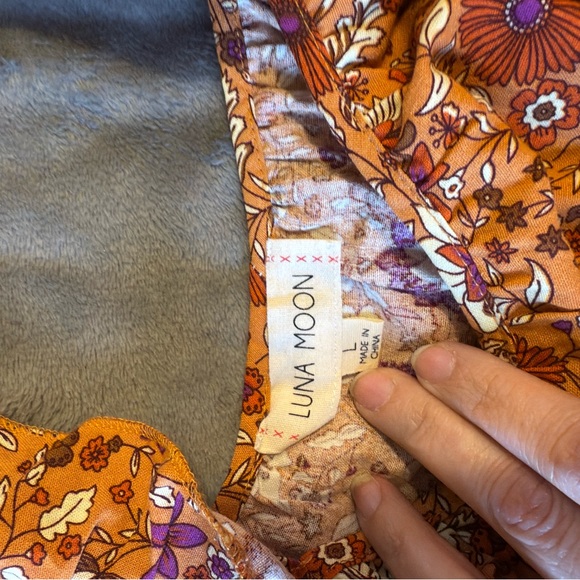 Orange Blouse Top with Short Sleeves - Picture 2 of 3